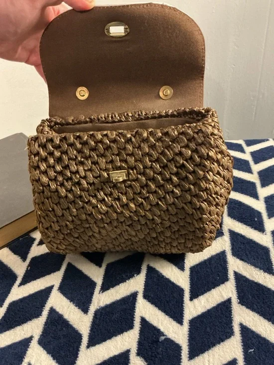 Woven Brown and Cream Top-Handle Women’s Bag - Picture 4 of 8